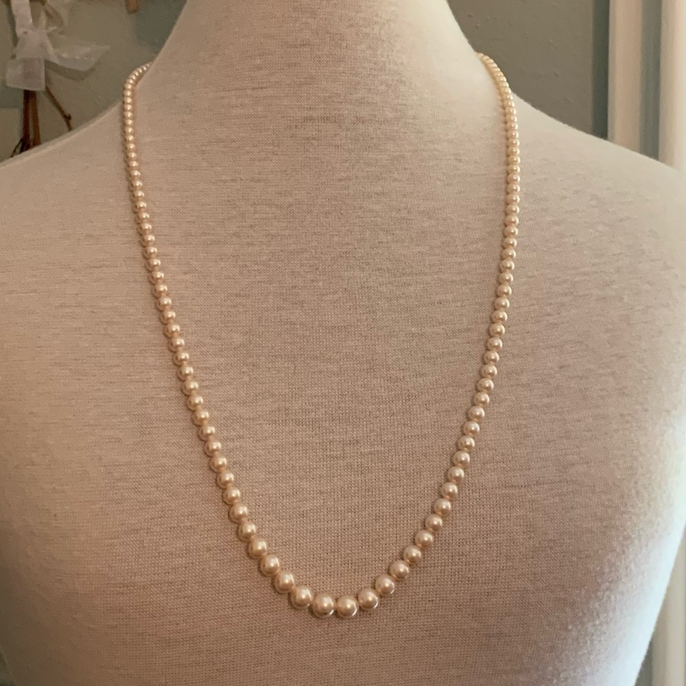 Pearl Necklace -Long String of Graduated Pearls 28”